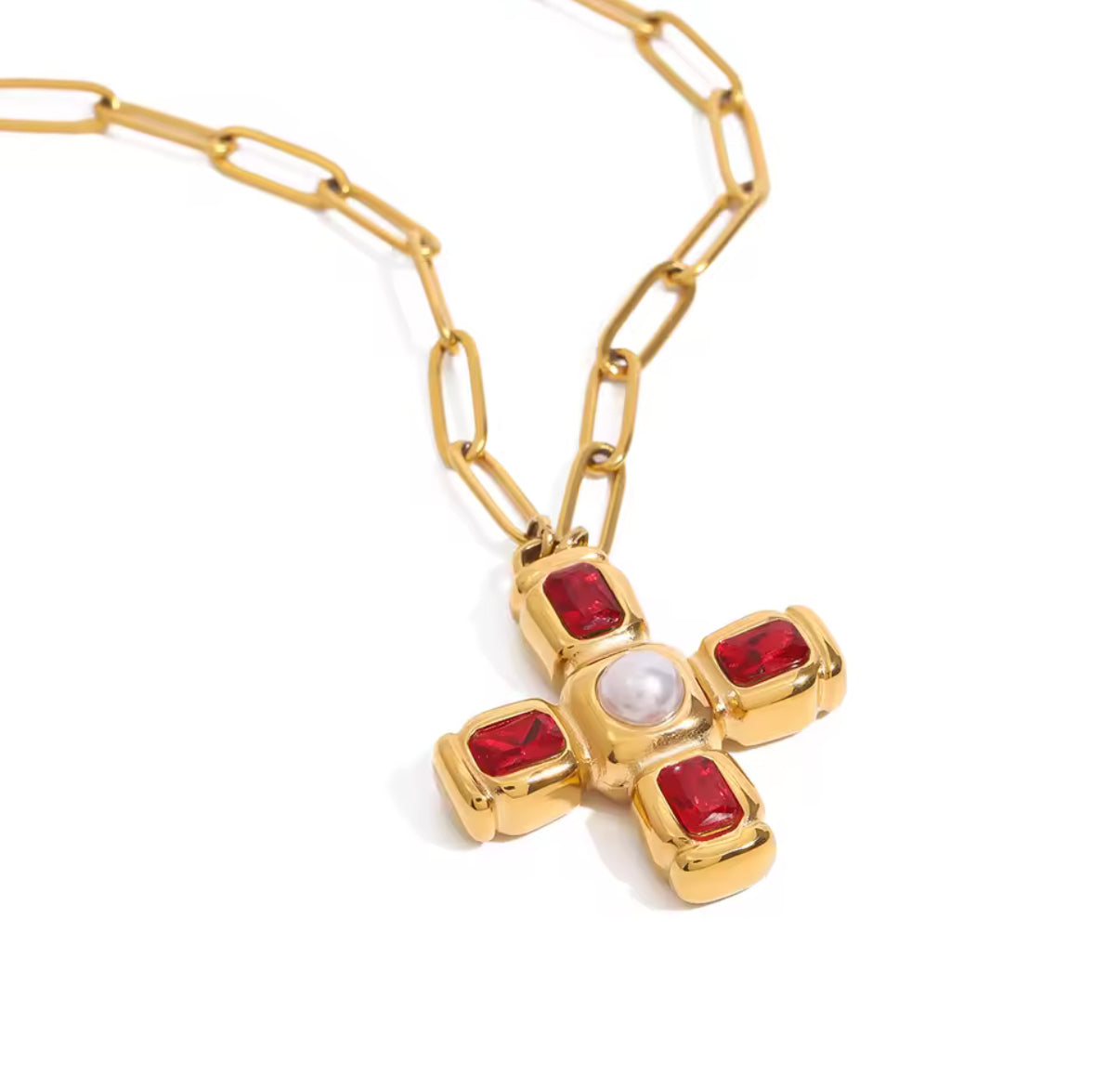 Radiant Red Cross Necklace