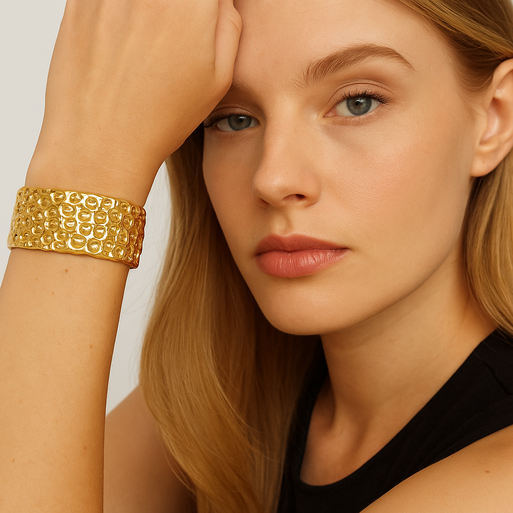 Rose Textured Cuff Bracelet