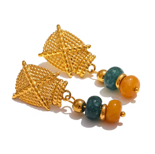 Golden Pyramid Earrings