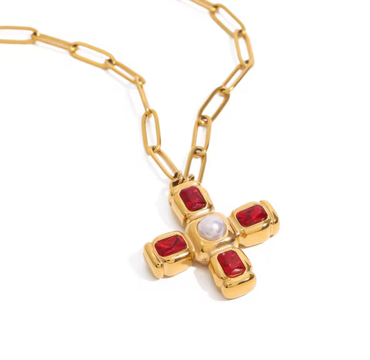 Radiant Red Cross Necklace