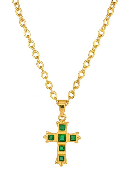 Emerald Cross Necklace